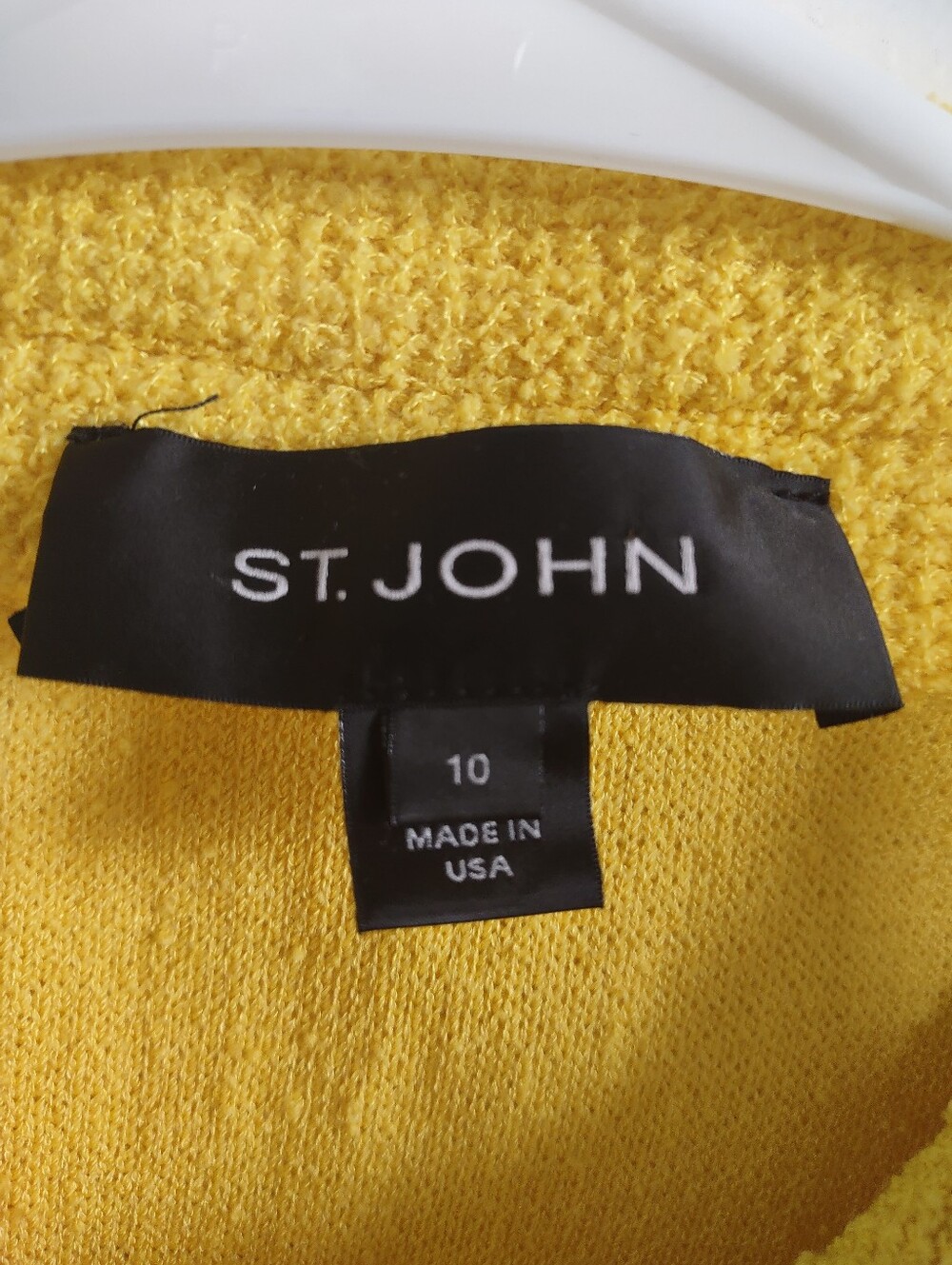 St. John Yellow Bouclé Blazer with Black Trim - Picture 2 of 9